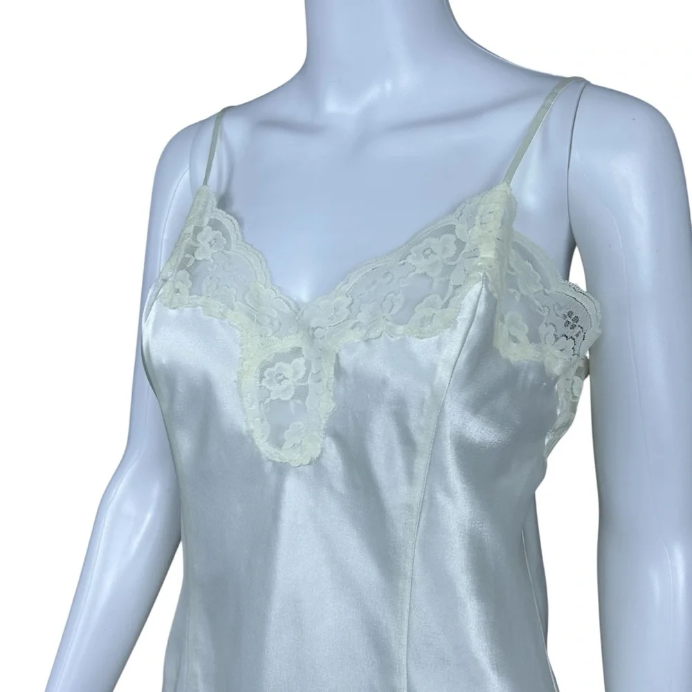VTG Victorias Secret Satin Lace Chemise Slip Dress Size S Bias Cut Y2K Lingerie